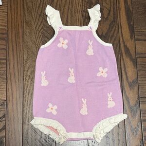 Cat & Jack Pink and Cream Bunny Knit Romper